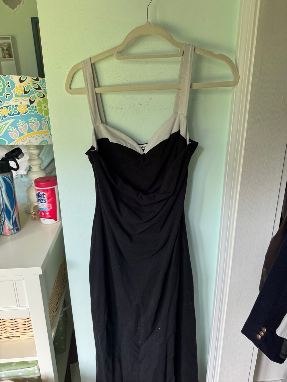 Reformation Black Maxi Dress with Light Gray Trim